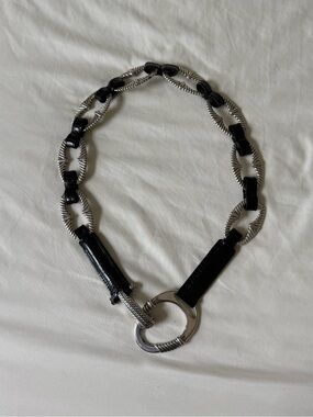 BRIGHTON | Silver Chain Rope-Link Black Leather | 32